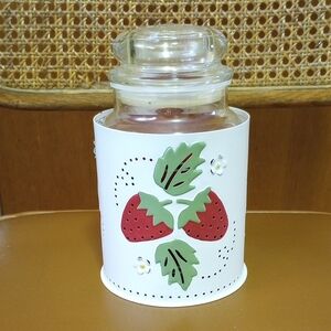 Strawberry Metal Candle Holder for 22 Ounce Jar Candle.  Cream Red Green White